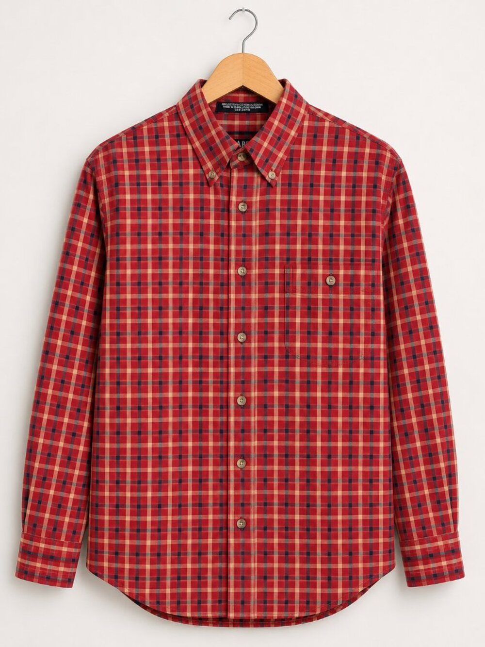 Plaid Men's L Red Button Down Casual Shirt Preppy Christmas style